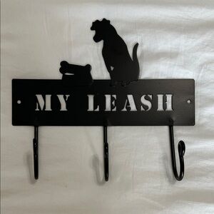 Black Dog Leash Holder with Hooks